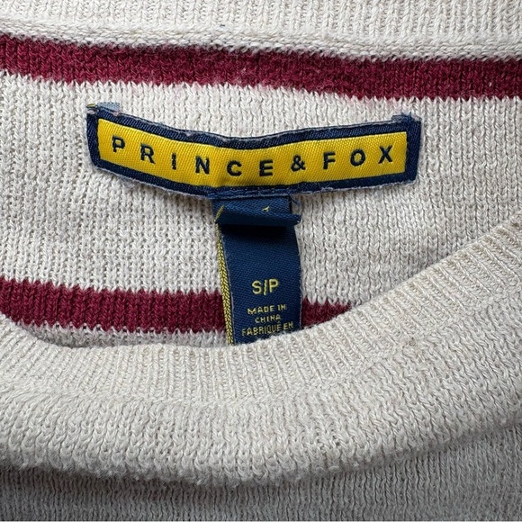 4/25$ Prince & Fox Sweater Long Sleeve Cropped Maroon and Cream Striped Small - Picture 3 of 7
